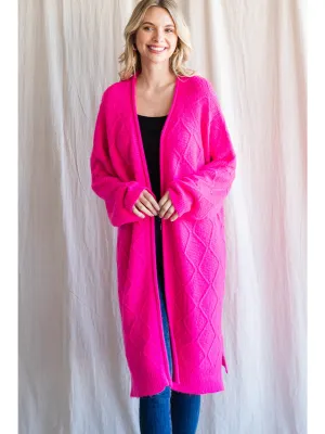 HOT PINK KNIT CARDIGAN