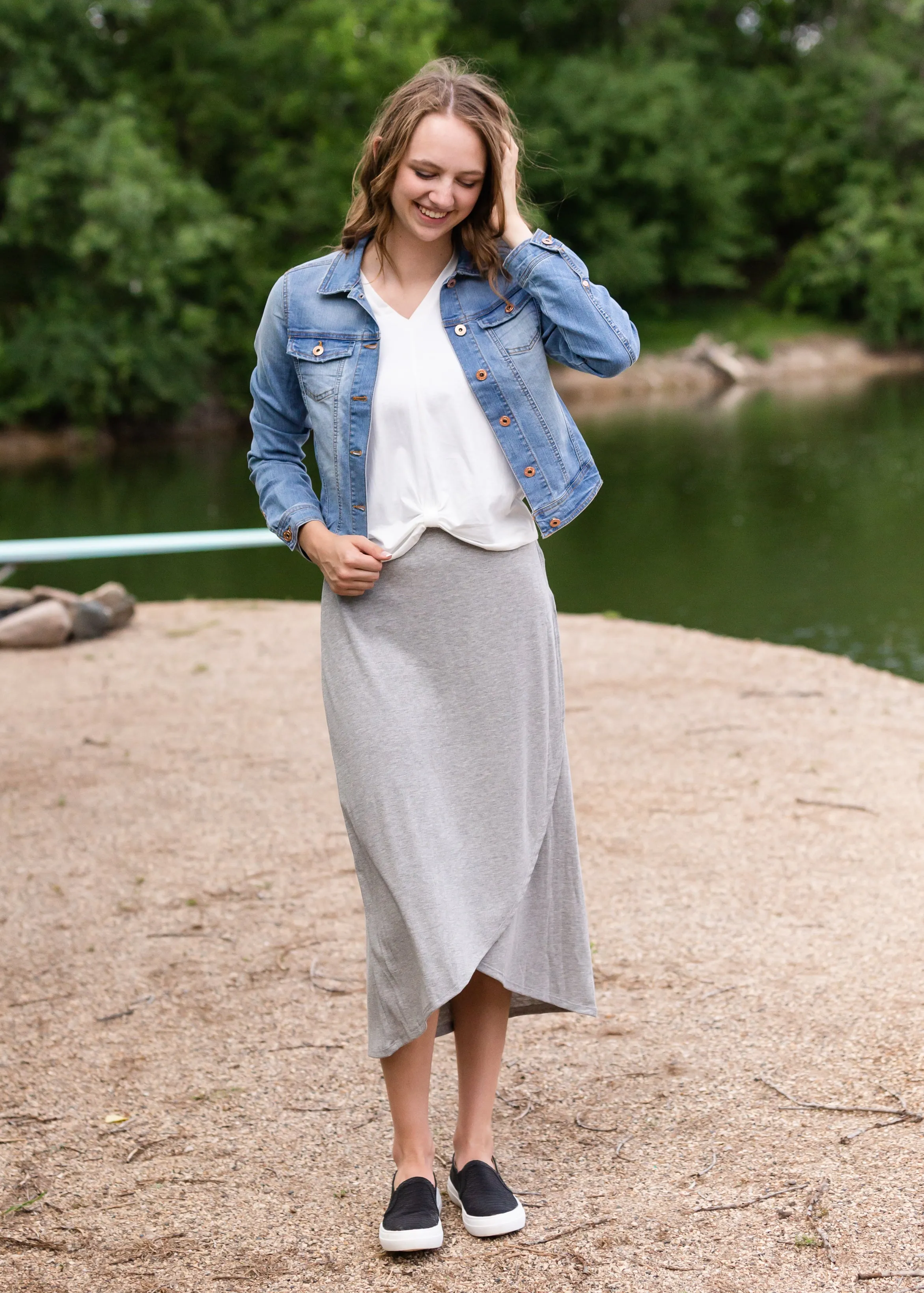 Ivory Triblend Front knot Tank Top - FINAL SALE