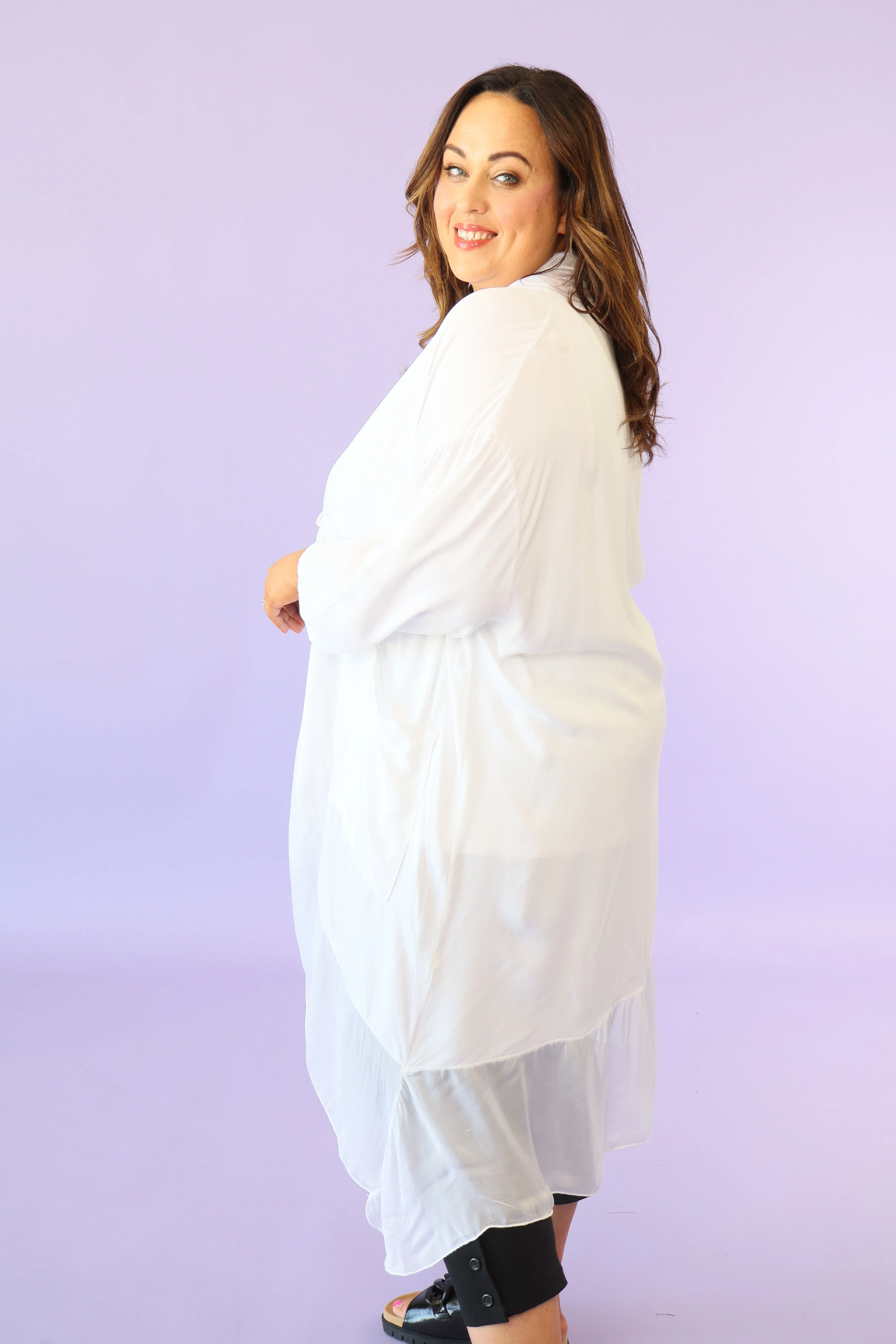 Jayla Draped Poncho in White