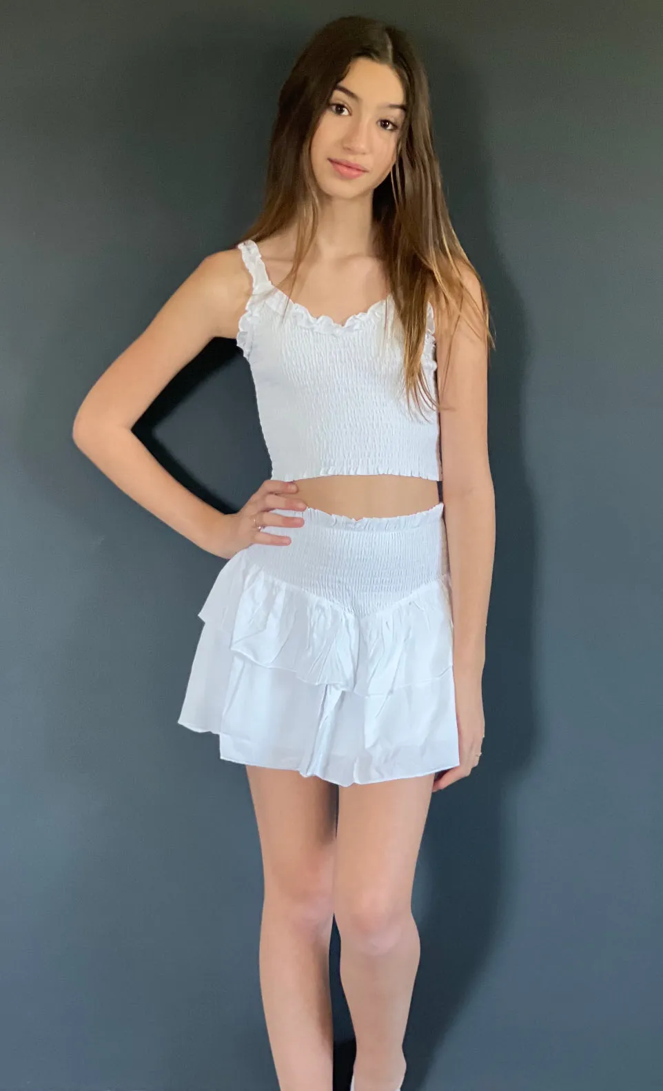 KatieJ NYC Tween Brooke Skirt in White Gauze