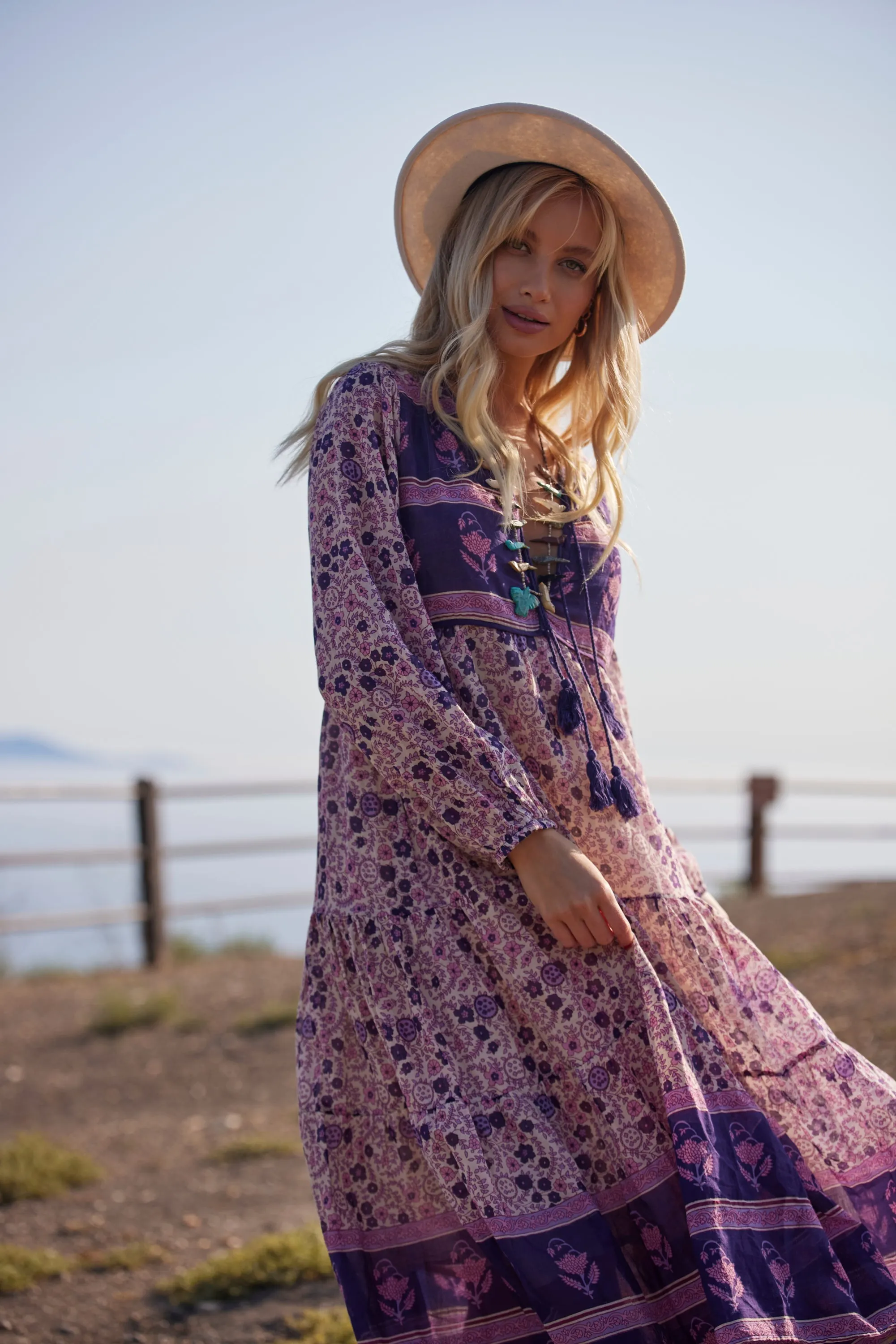 Kayla Printed Midi Dress Violet