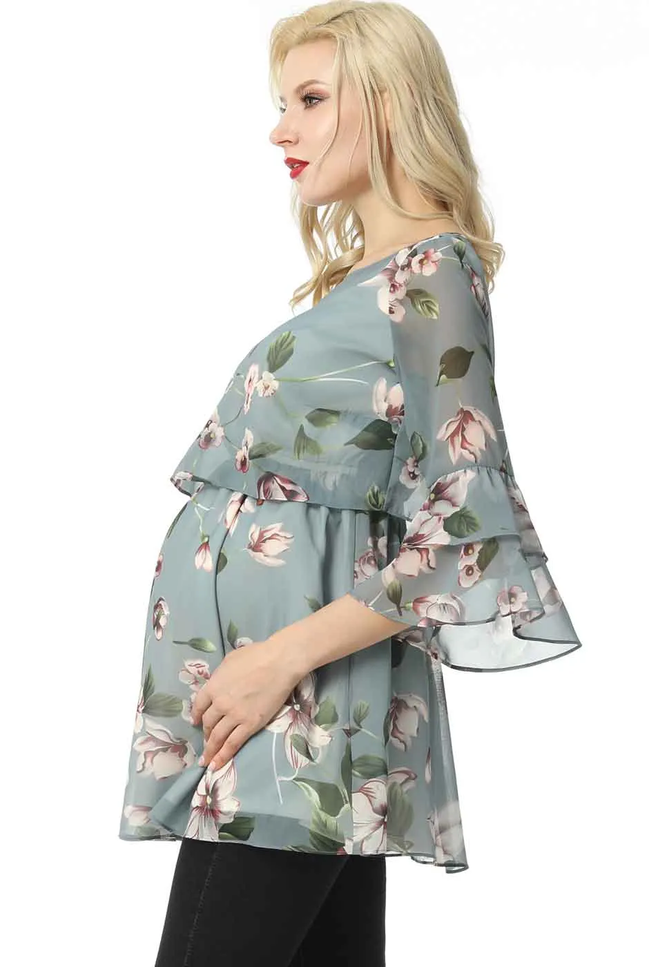 Kimi   Kai Maternity "Audrey" Nursing Floral Print Blouse