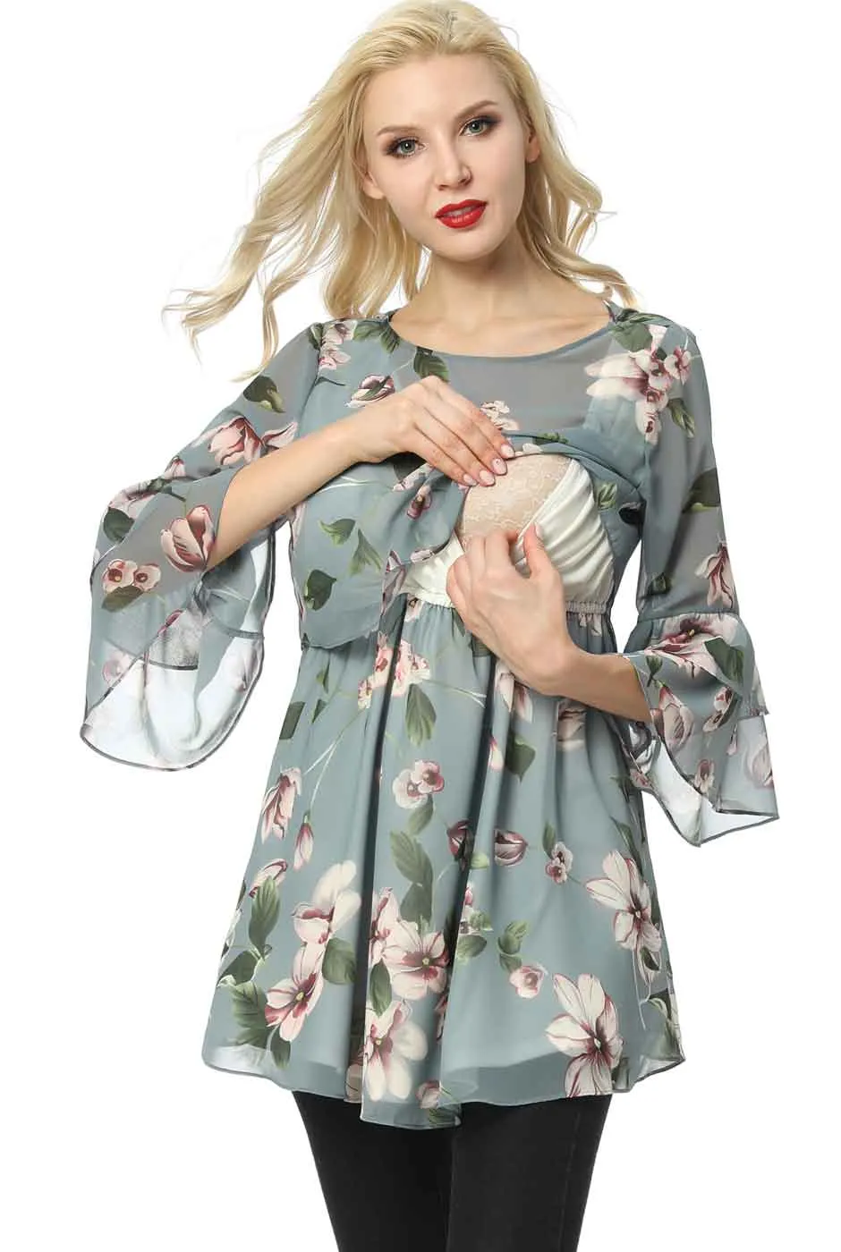 Kimi   Kai Maternity "Audrey" Nursing Floral Print Blouse