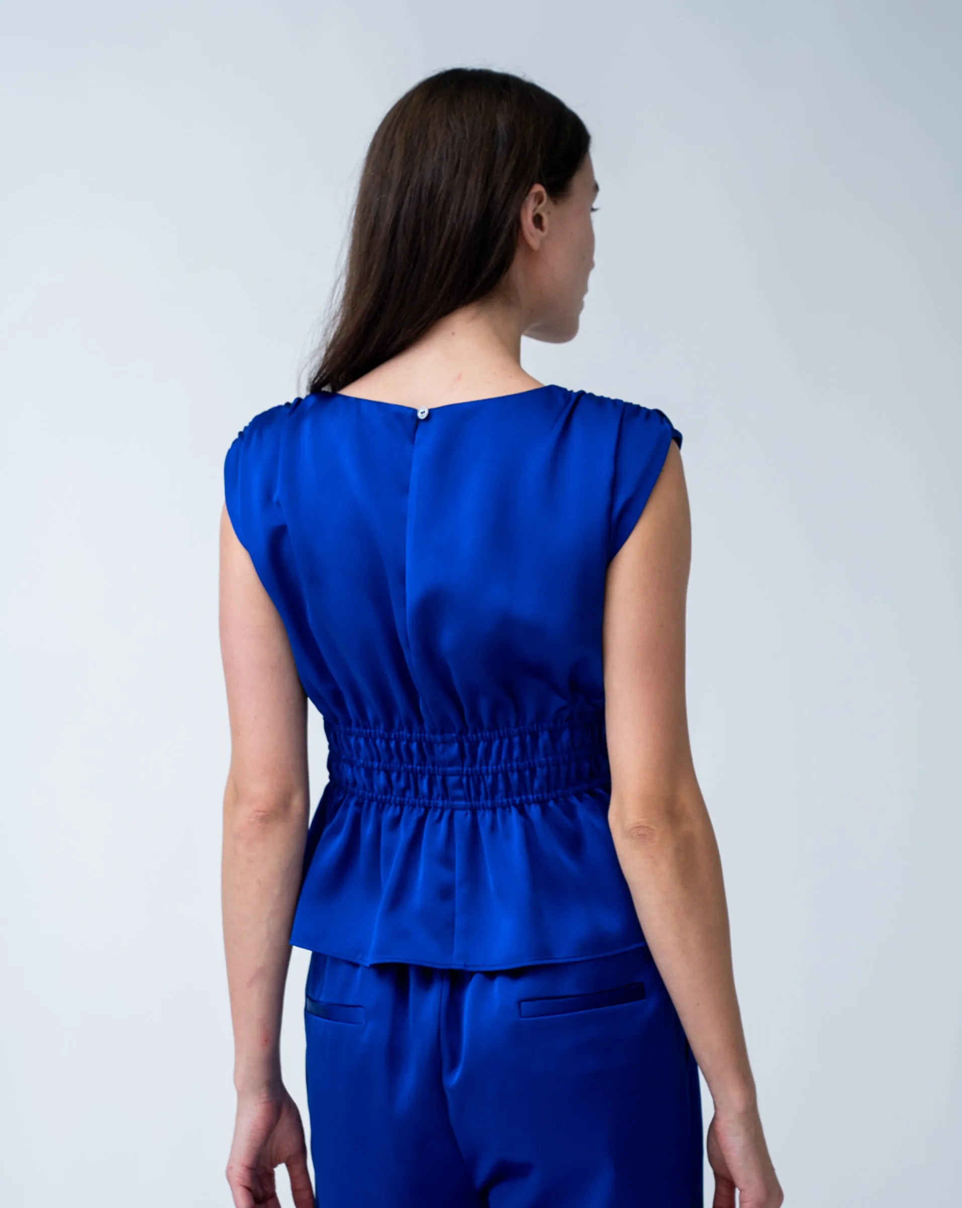 Lapis Belted Peplum Top