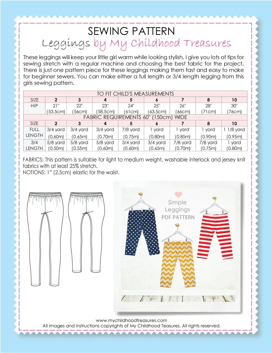 Leggings Sewing Pattern - SIMPLE