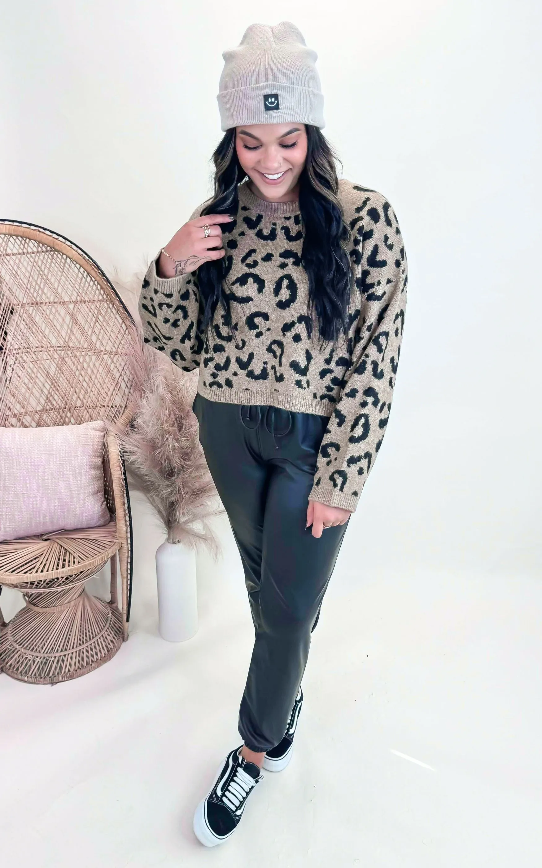 Leopard Cropped Sweater