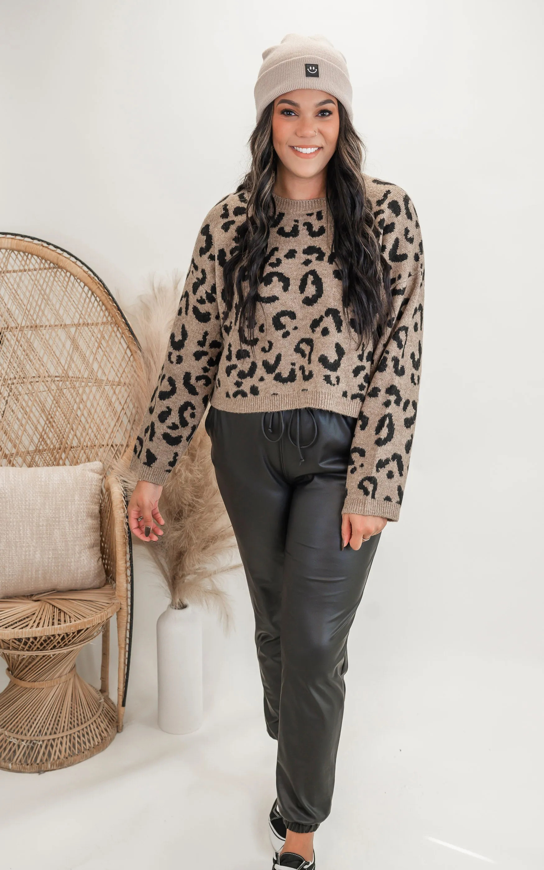 Leopard Cropped Sweater