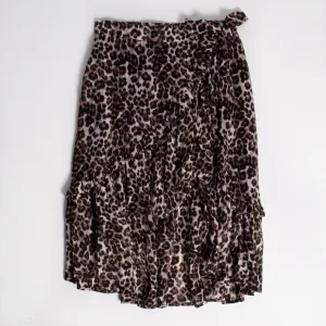 Leopard Side Tie Ruffle Skirt