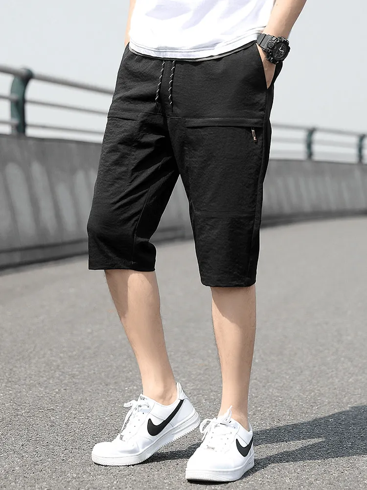 Loose Breathable Drawstring Calf-Length Shorts for Men - SF1351