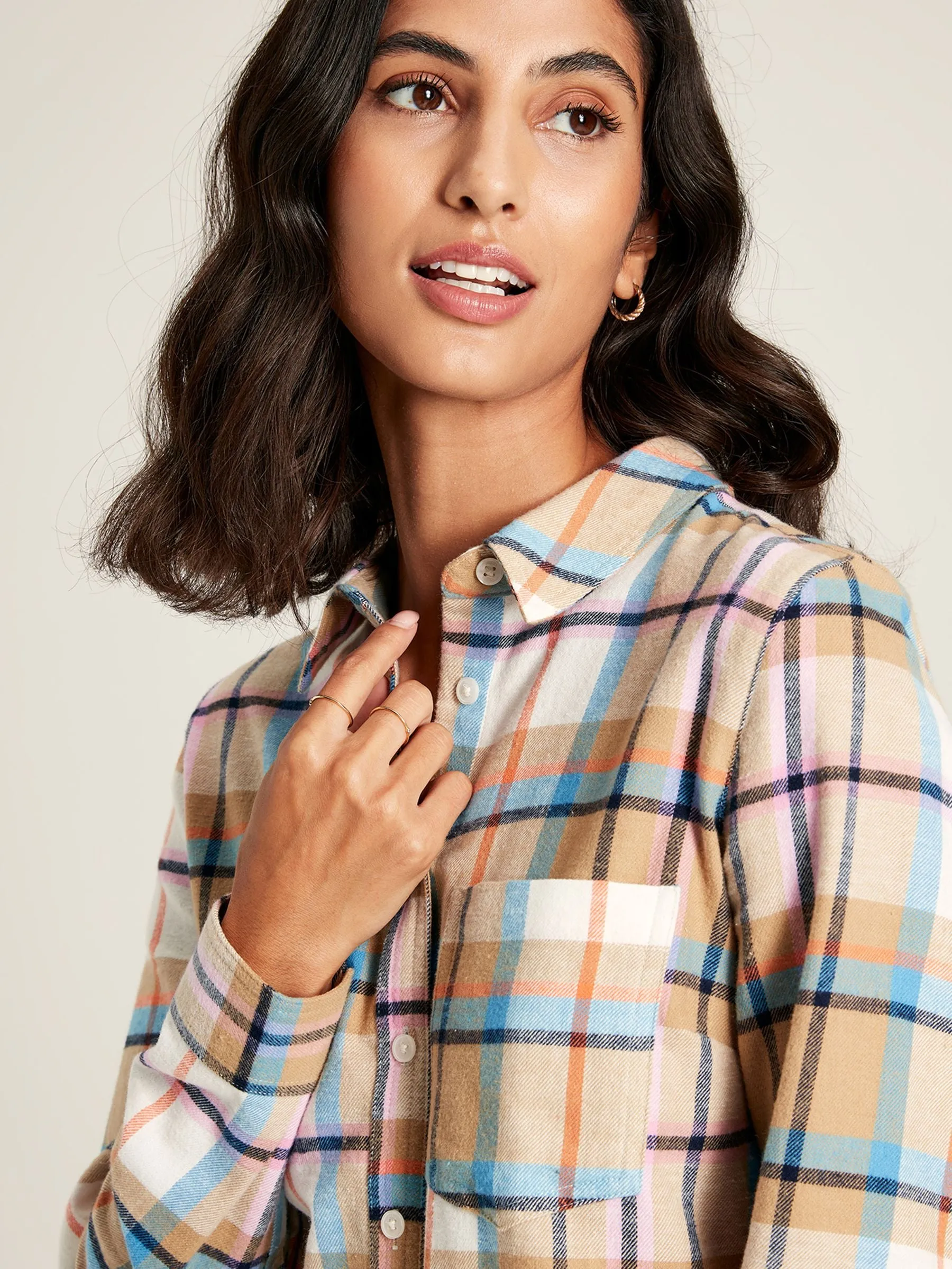 Lorena Brushed Shirt - Creme Check