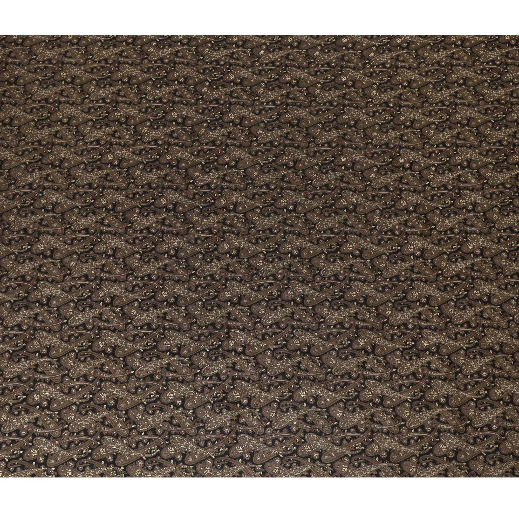 Luxurious Chocolate Brown Cotton Lawn Fabric with Silver Paisley Print, 110 cm Wide-D19144