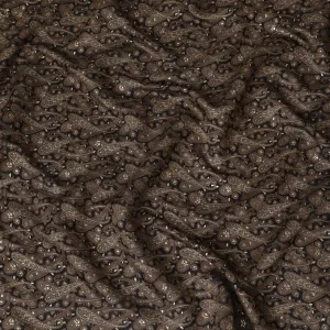 Luxurious Chocolate Brown Cotton Lawn Fabric with Silver Paisley Print, 110 cm Wide-D19144