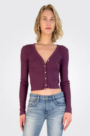 Lyla Ribbed Cardigan - Plum