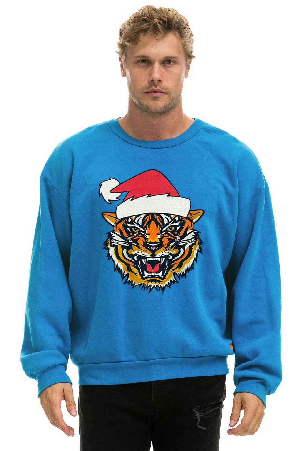 MEMBER EXCLUSIVE RELAXED SANTA TIGER SWEATSHIRT - COBALT