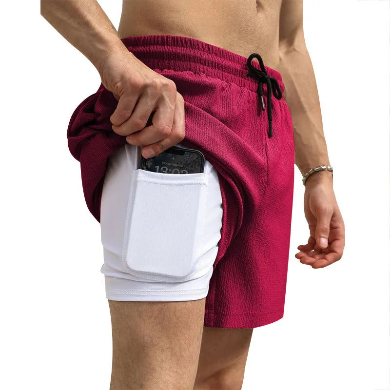 Men's 2 in 1 Running Shorts Athletic Shorts with Liner