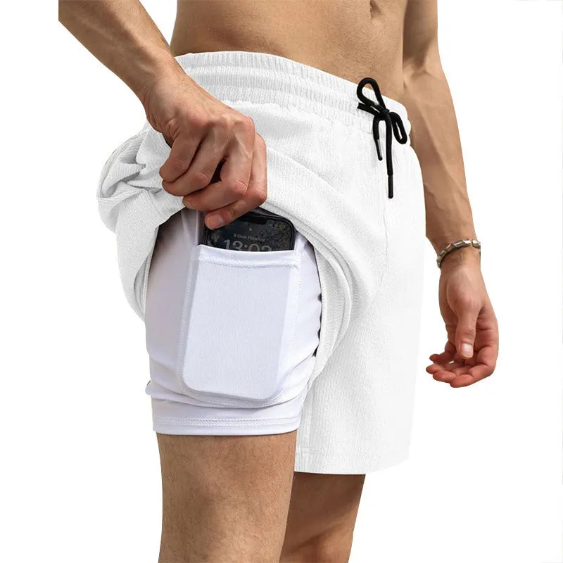 Men's 2 in 1 Running Shorts Athletic Shorts with Liner