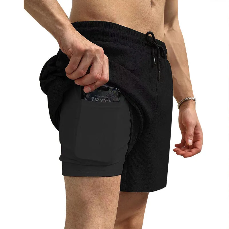 Men's 2 in 1 Running Shorts Athletic Shorts with Liner