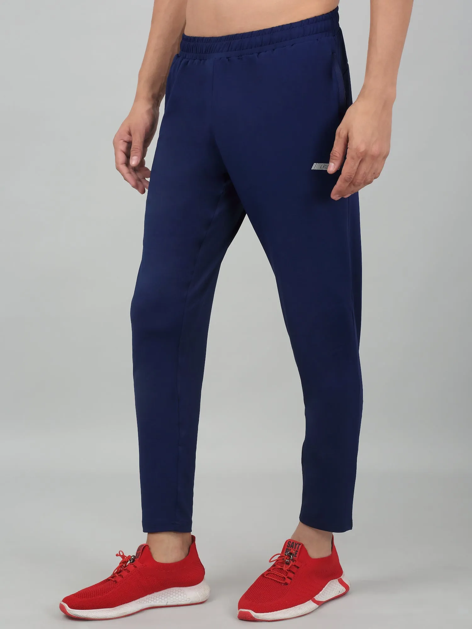 Men's Blue Solid Stretchable Active Wear Track Pant