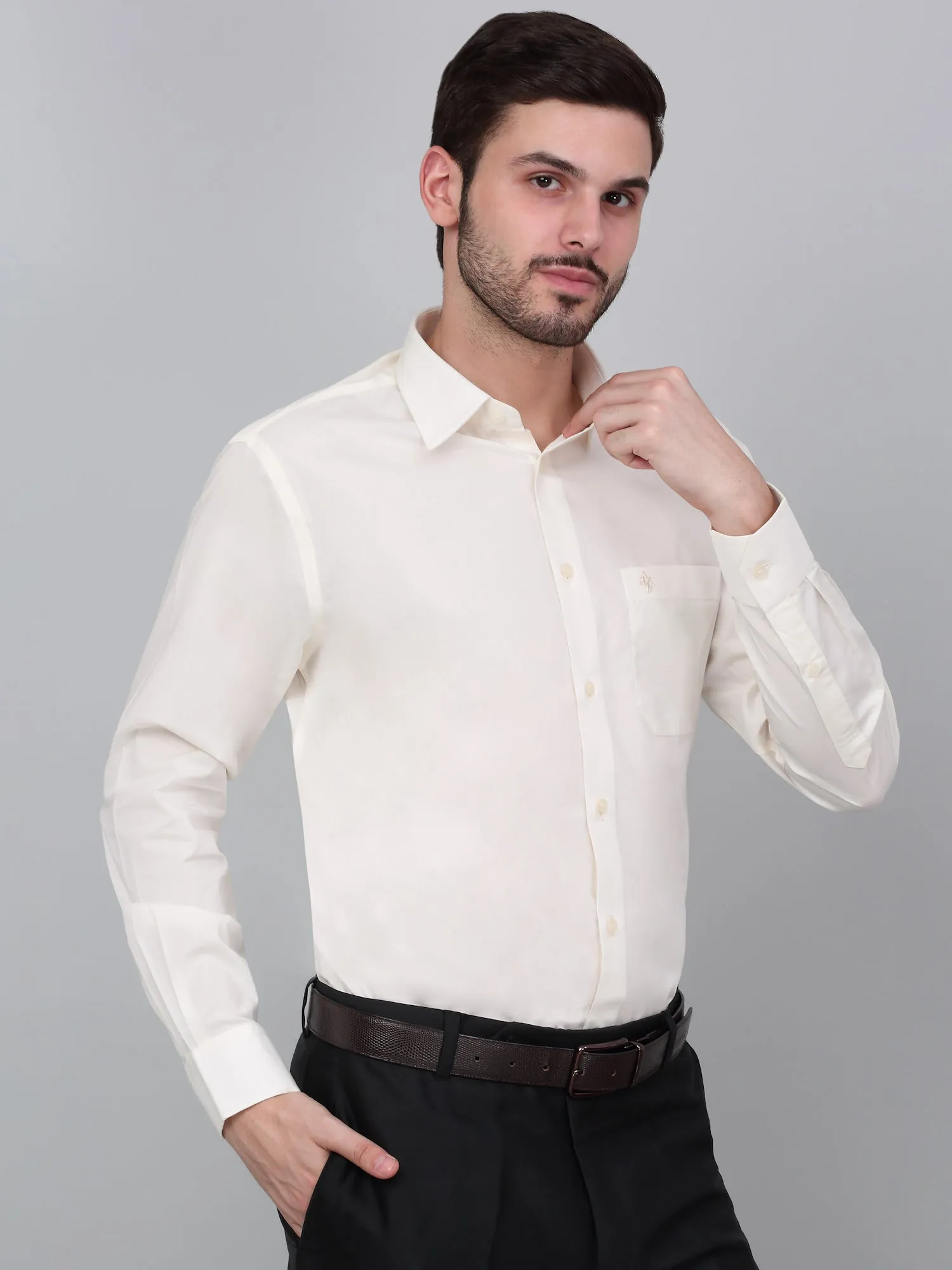 Men's Offwhite Formal Plain Full Sleeve Shirt