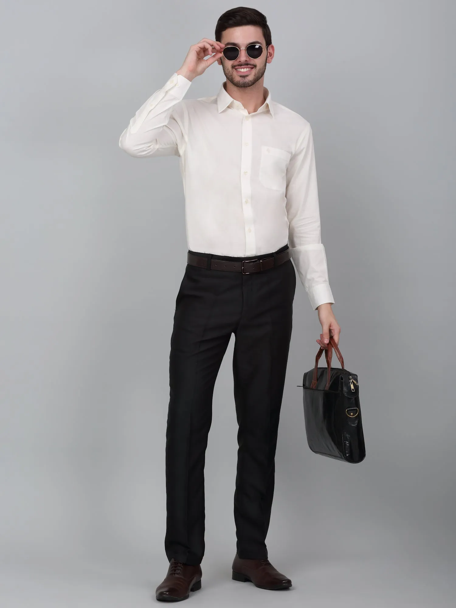 Men's Offwhite Formal Plain Full Sleeve Shirt