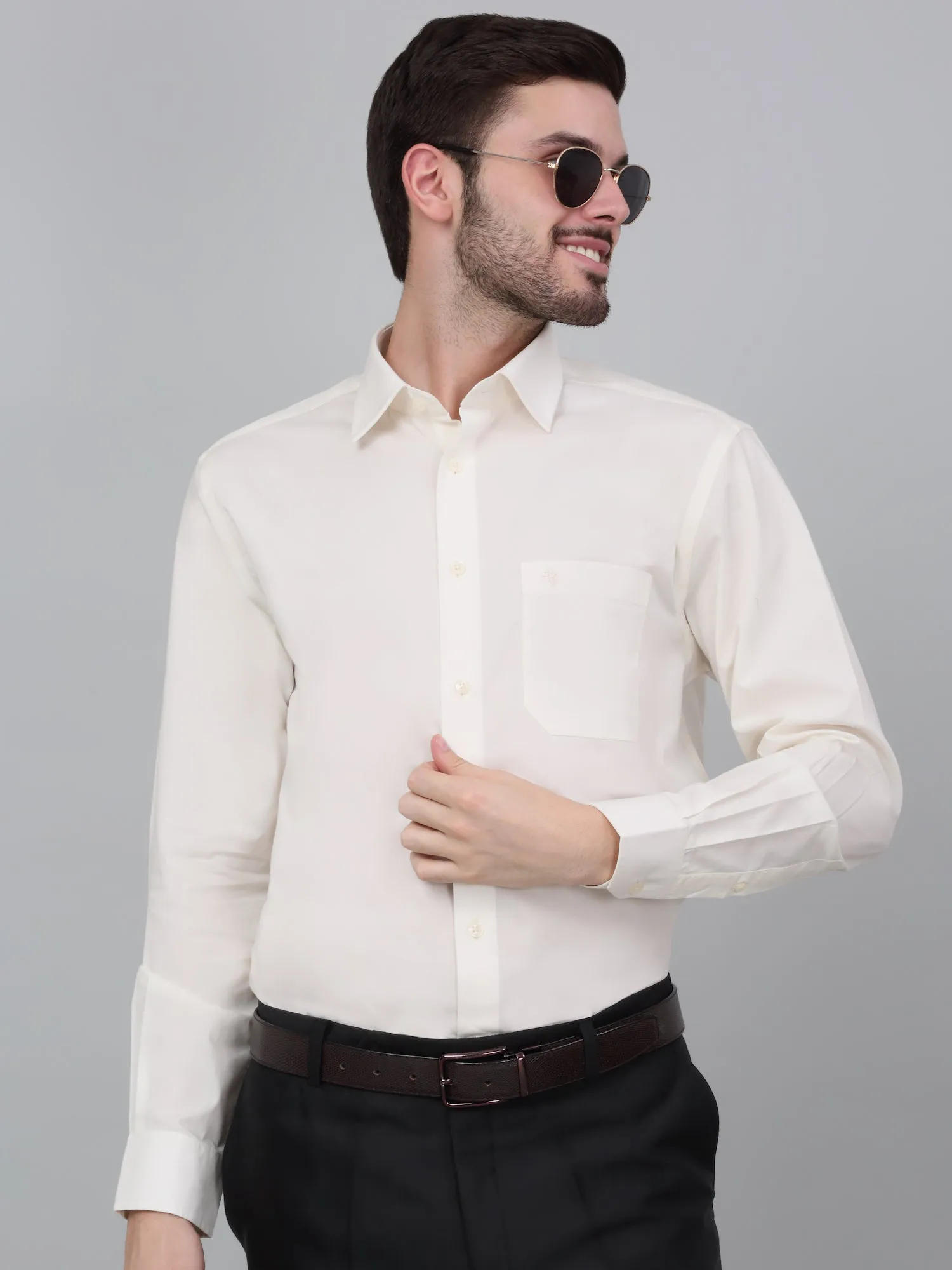 Men's Offwhite Formal Plain Full Sleeve Shirt