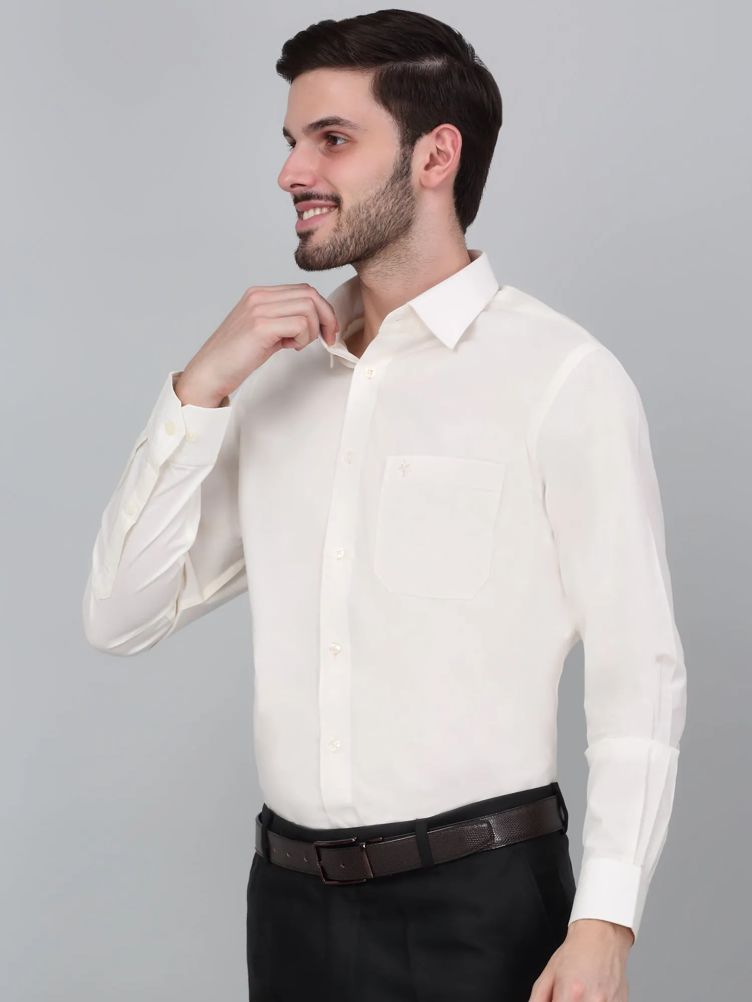 Men's Offwhite Formal Plain Full Sleeve Shirt