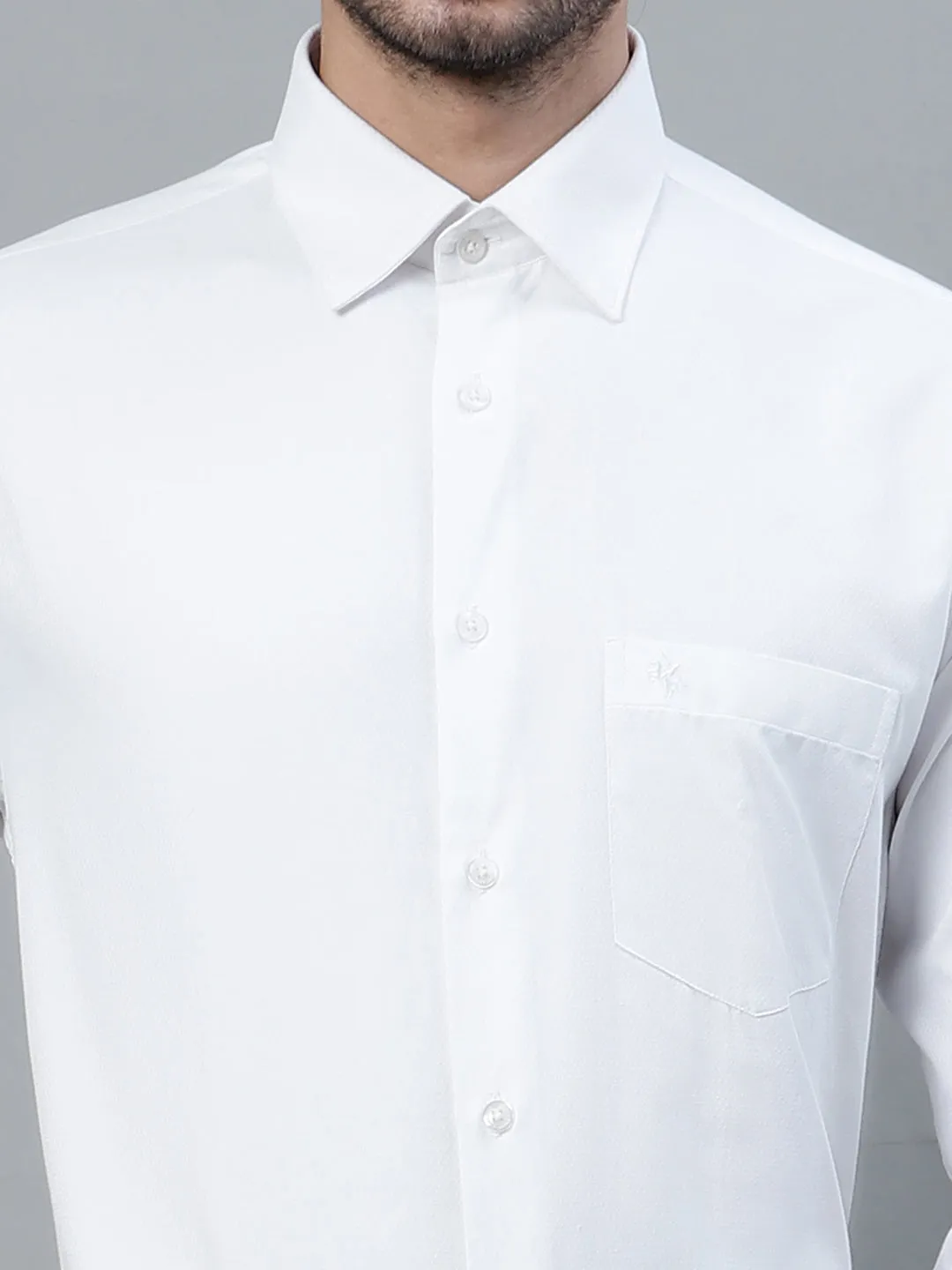 Men's White Solid Full Sleeve Formal Shirt