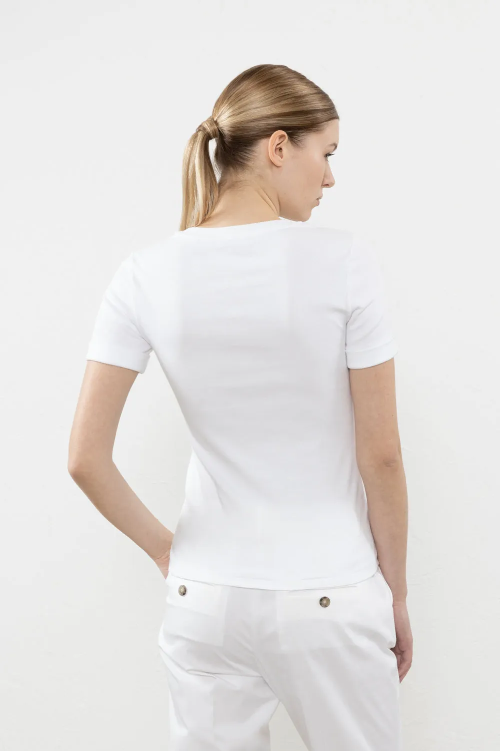 Micro-ribbed stretch jersey t-shirt