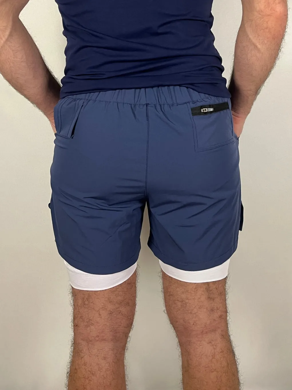 Navy Blue/White Performance Shorts