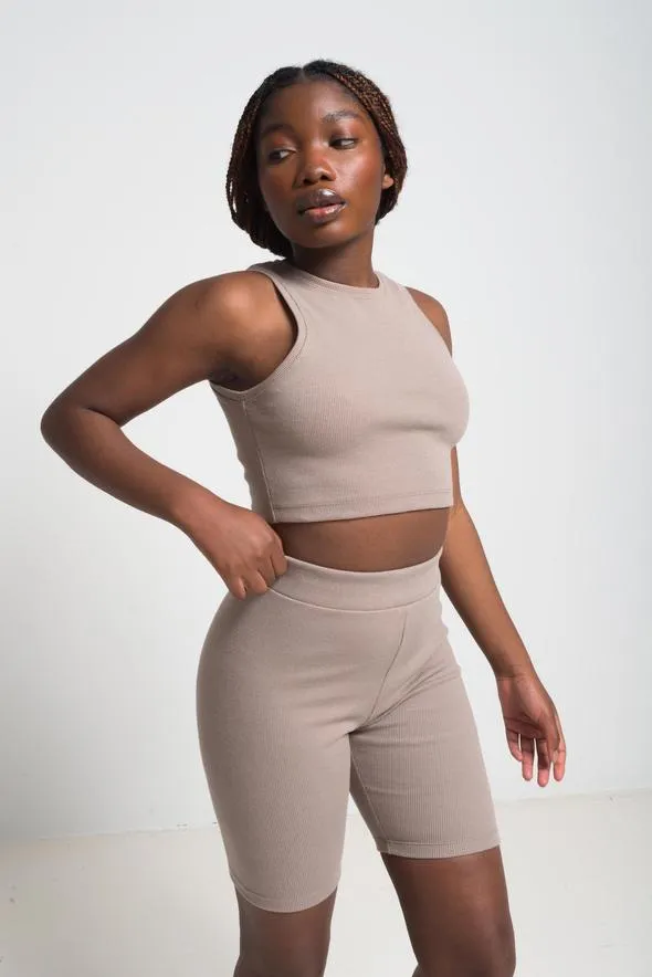 Odeyalo Tincset Bodycon Top (Taupe Brown)