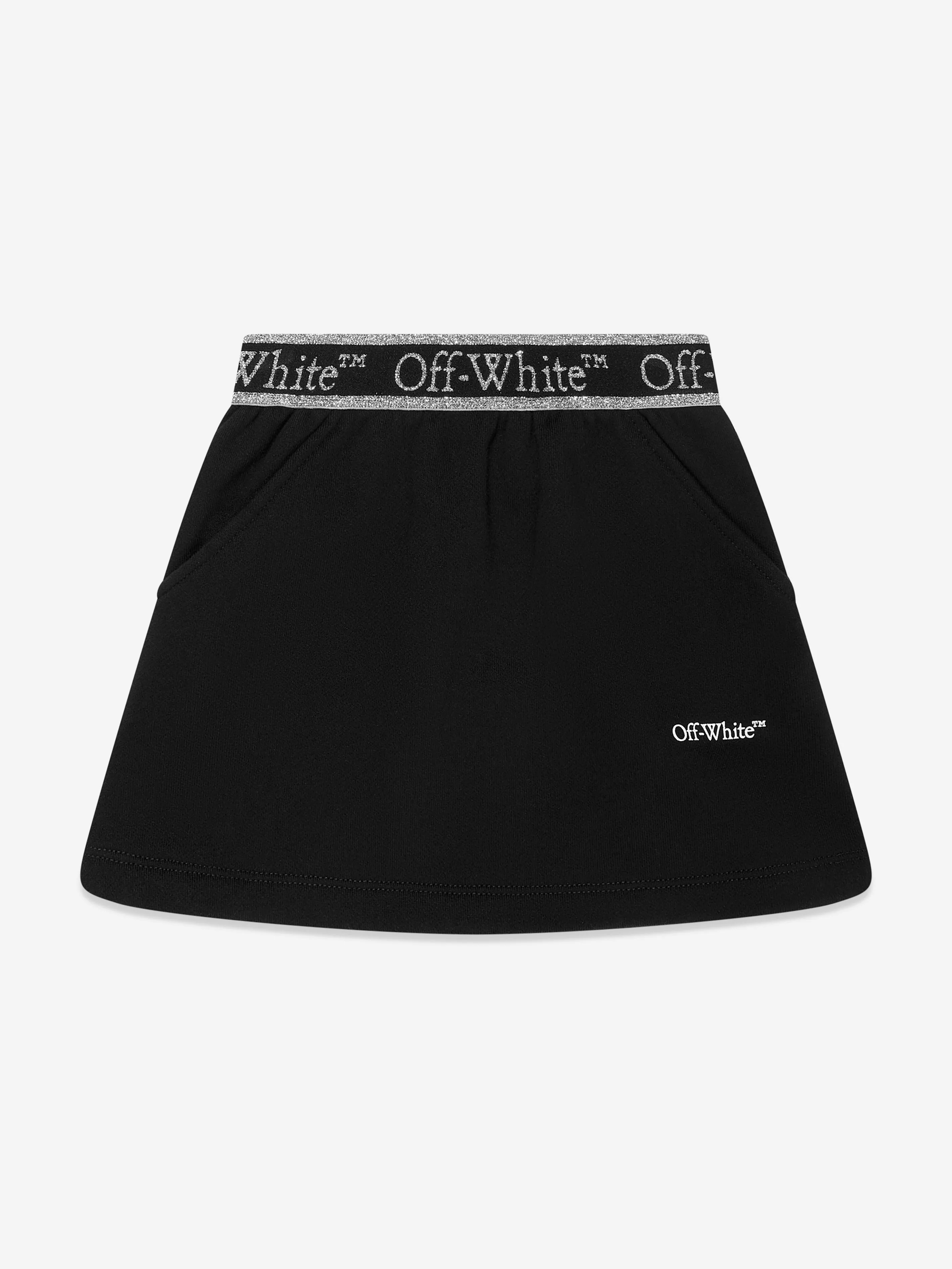 Off-White Girls Bookish Logo Band Sweat Skirt in Black