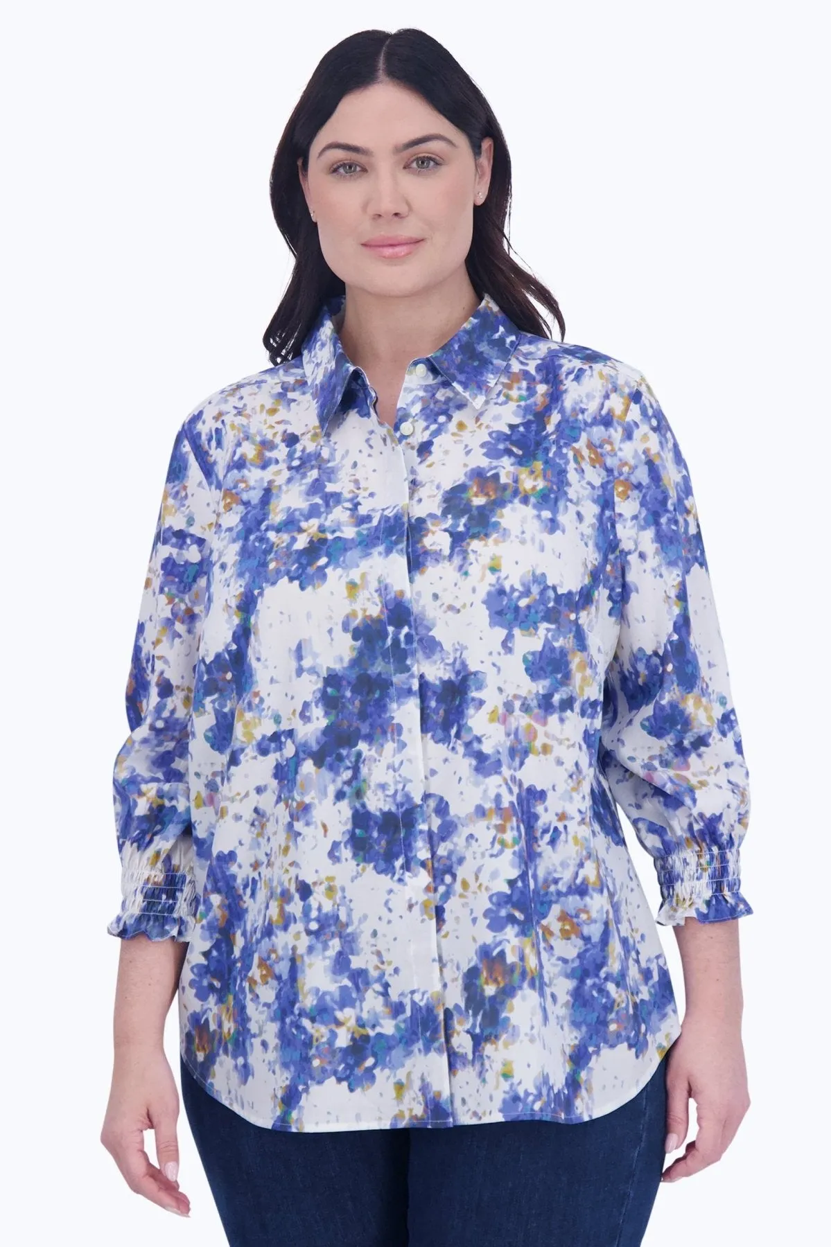 Olivia Plus No Iron Abstract Floral Shirt