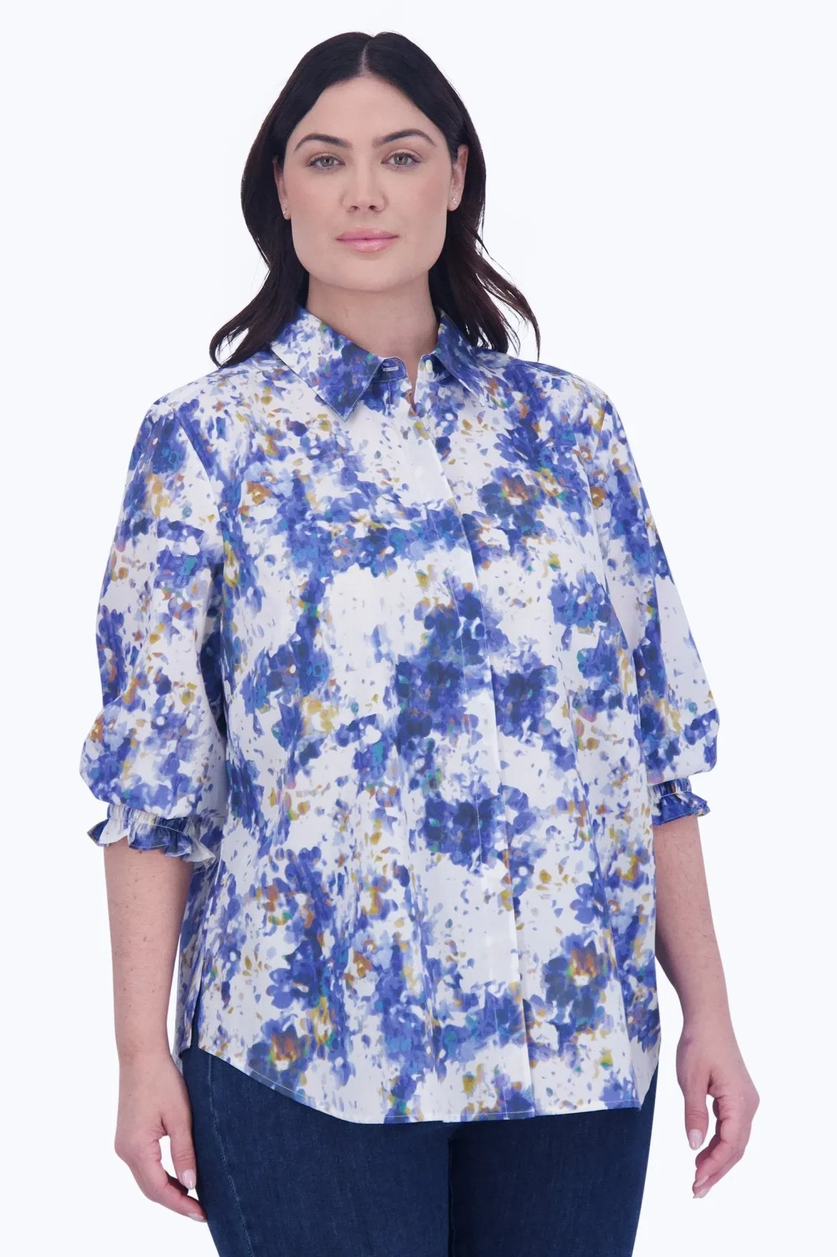 Olivia Plus No Iron Abstract Floral Shirt