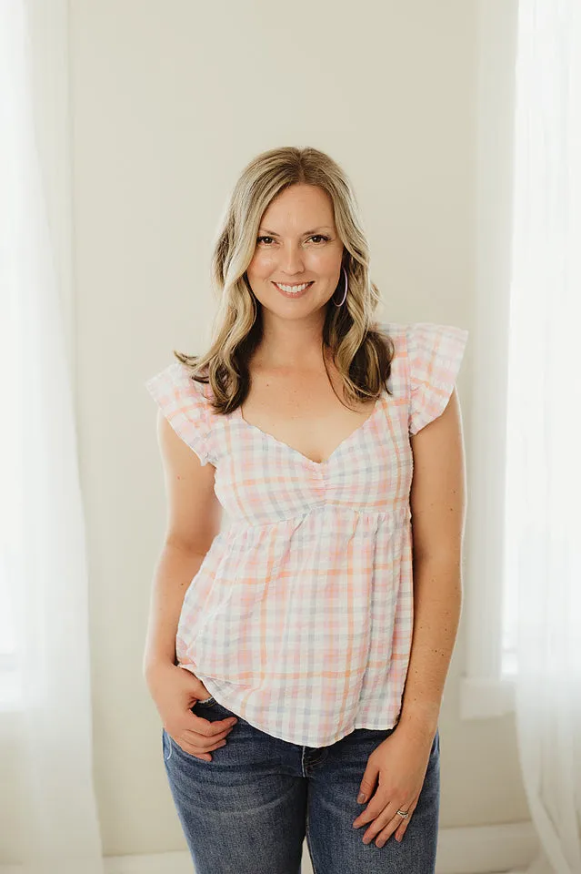 Pastel Plaid Baby Doll Top