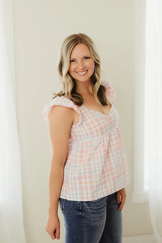 Pastel Plaid Baby Doll Top