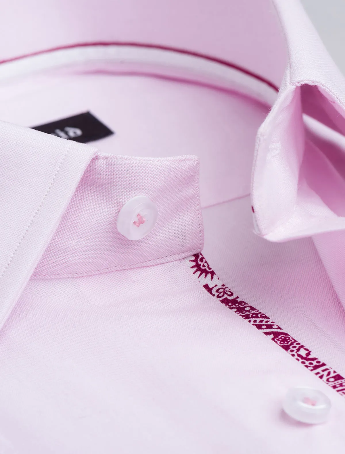 PINK DRESS SHIRT-FLORAL DETAILED