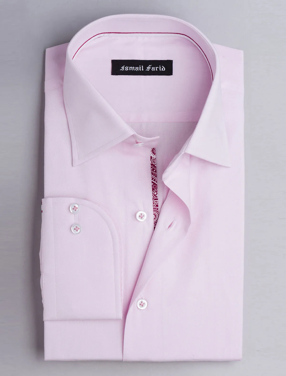 PINK DRESS SHIRT-FLORAL DETAILED