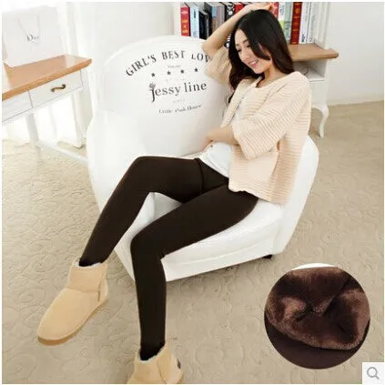 Plus cashmere leggings woman girls Casual Warm Winter Faux Velvet Knitted Thick Slim Leggings Super Elastic