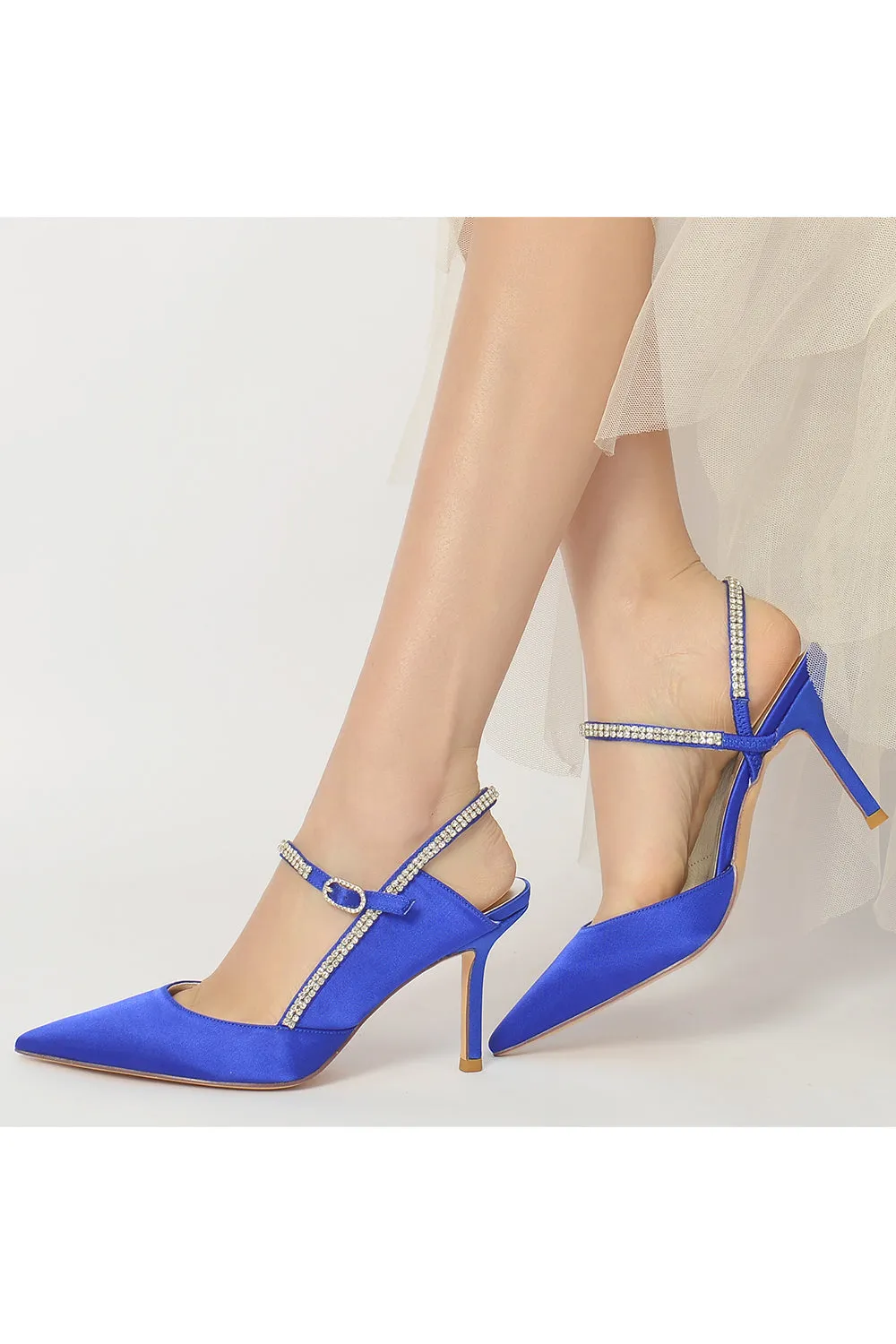 Pointed Toe Stiletto Heel with Crystal Strap