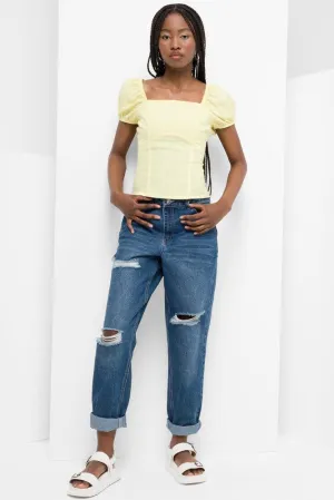 Puff Sleeve Top Yellow