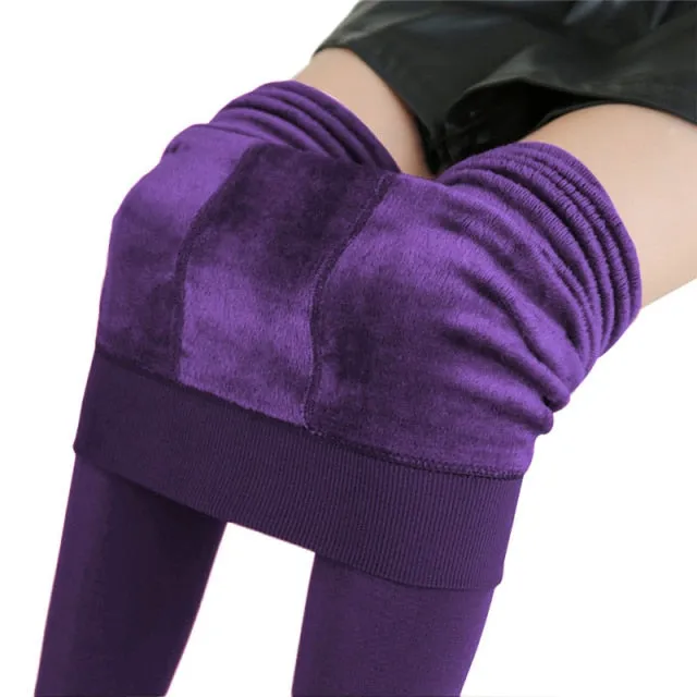 Purpdrank - S-3XL Plus Size Warm Winter Leggings Women Warm Velvet Pants Leggins High Waist Thick Legging Winter Pant Trousers Women