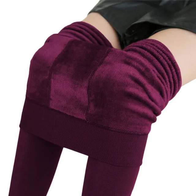 Purpdrank - S-3XL Plus Size Warm Winter Leggings Women Warm Velvet Pants Leggins High Waist Thick Legging Winter Pant Trousers Women