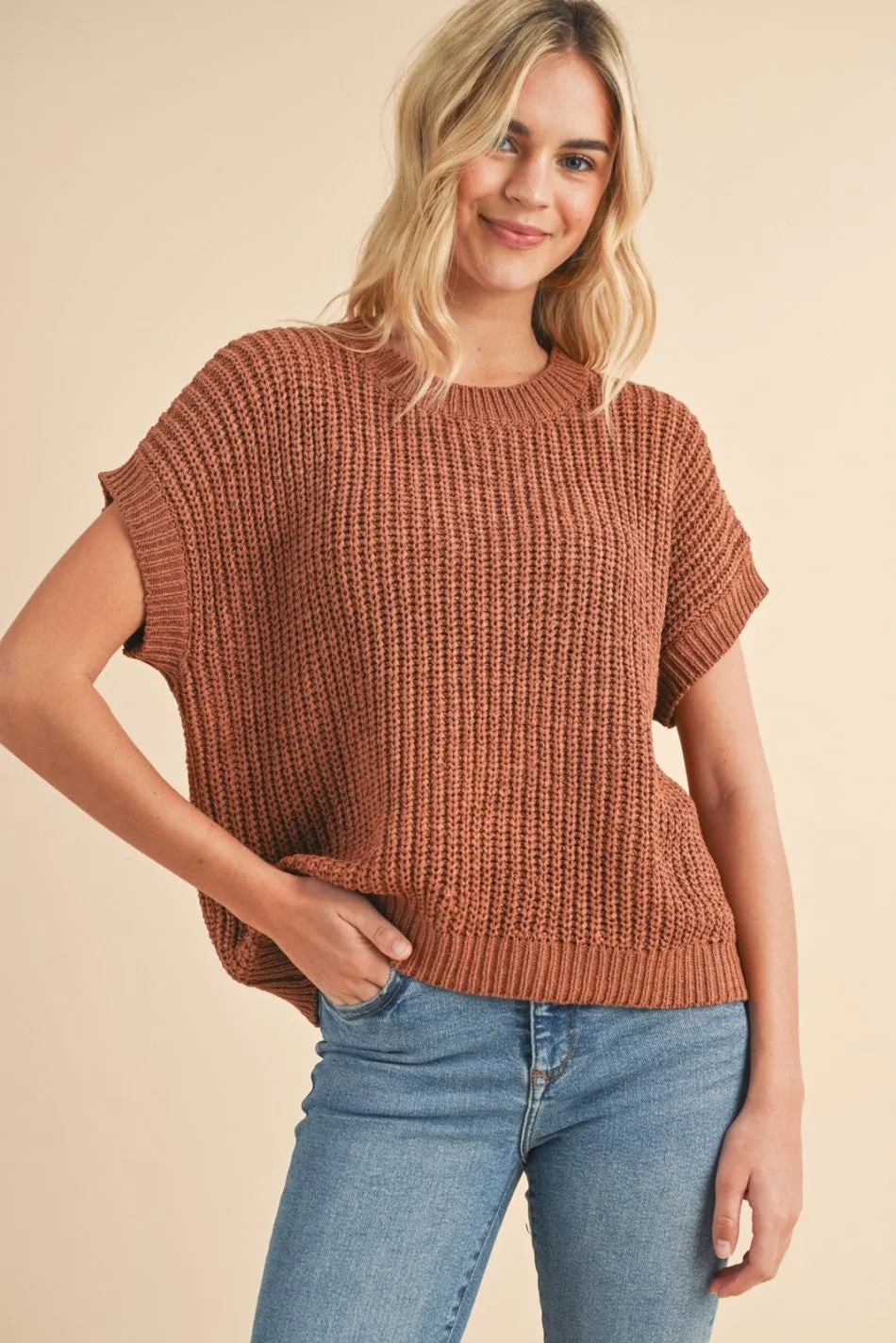 Rust Boxy Sweater Top