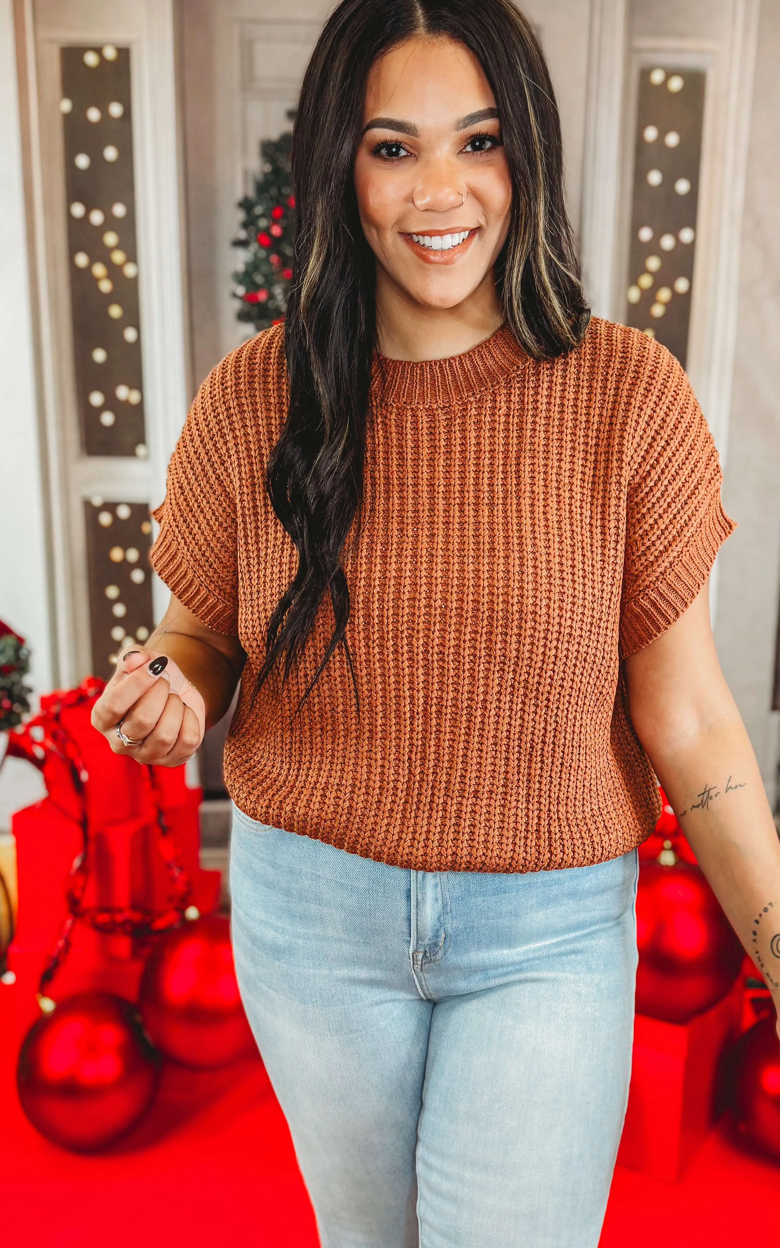 Rust Boxy Sweater Top