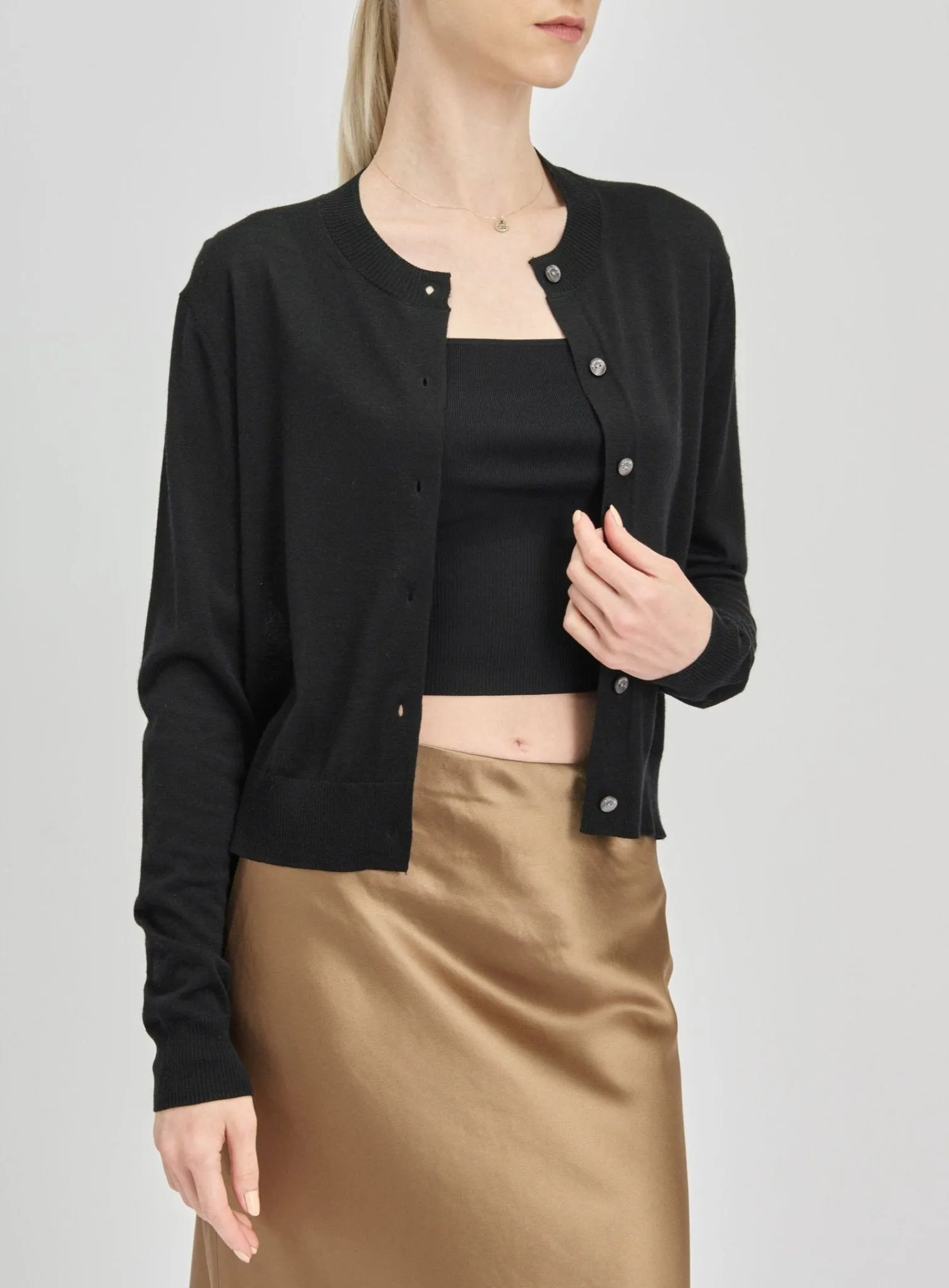 SARAH silk-blended cardigan (Black)