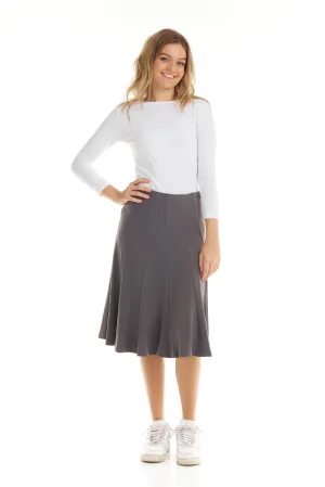 Shadow Grey Below Knee Length Modest A-Line Skirt 'Florence'