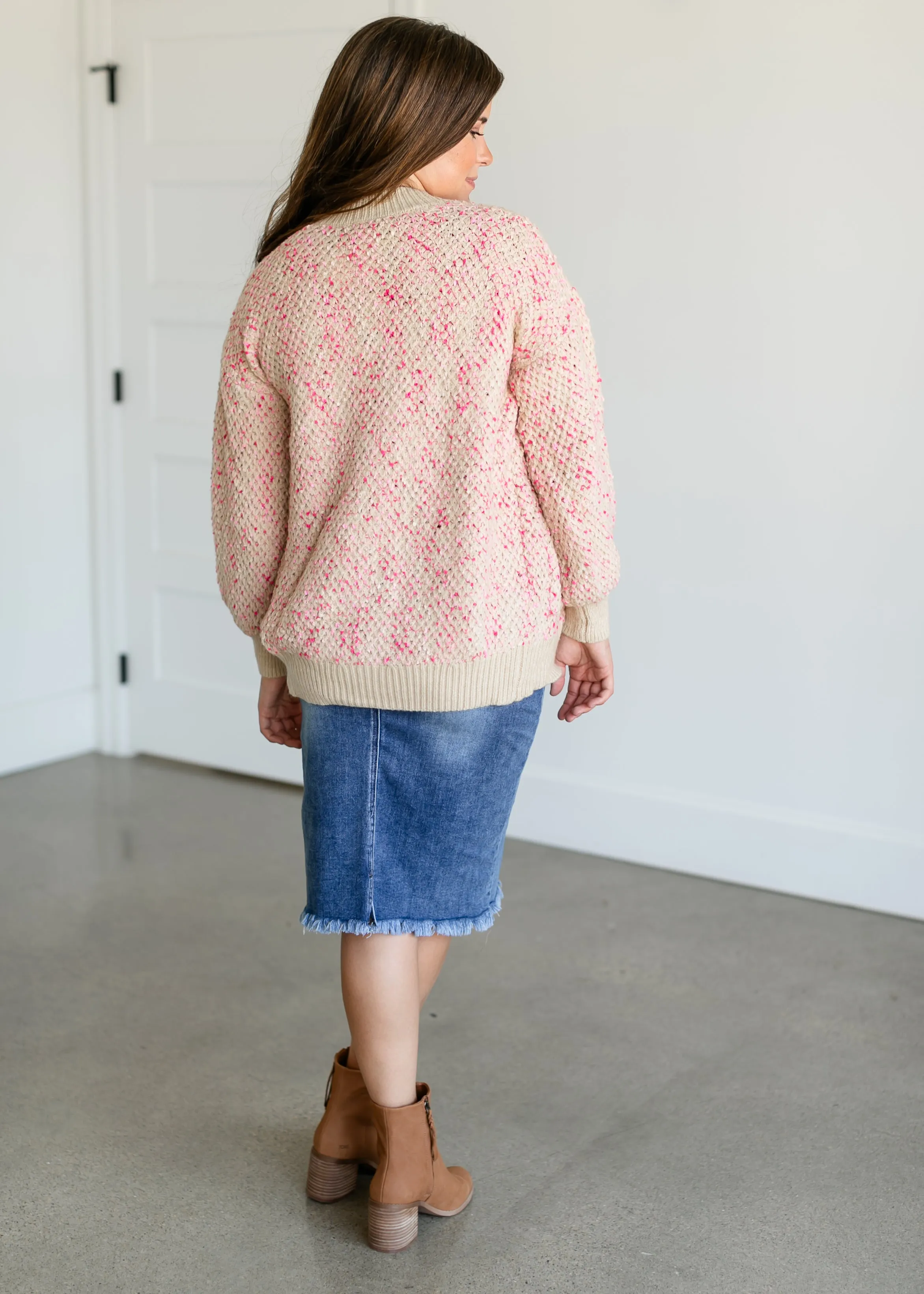 Speckled Ribbed Front Cardigan - FINAL SALE