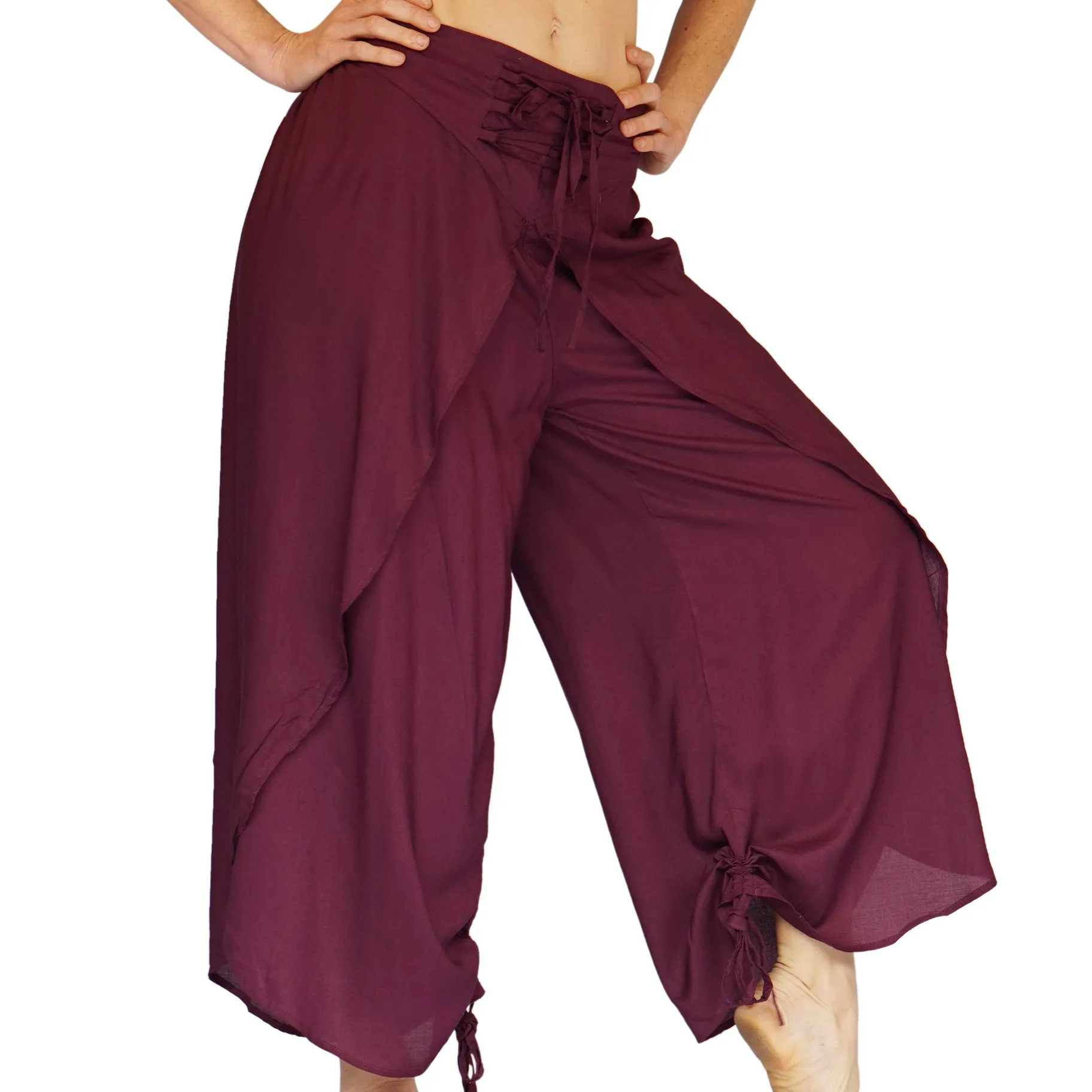 'Split Pants Hitch Up', Womens Pirate Pants - Dark Purple