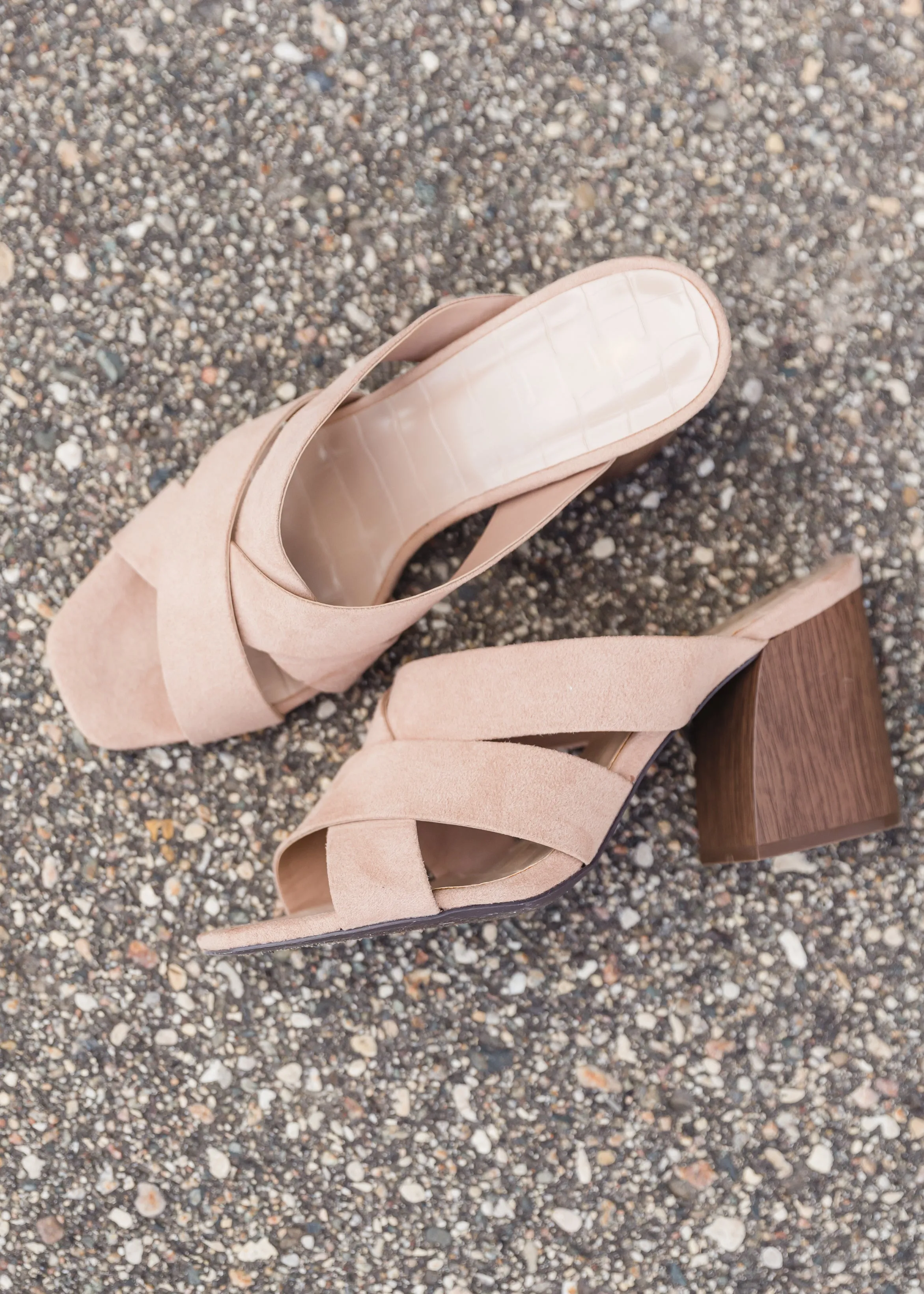 Strappy Taupe Slip On Heel - FINAL SALE