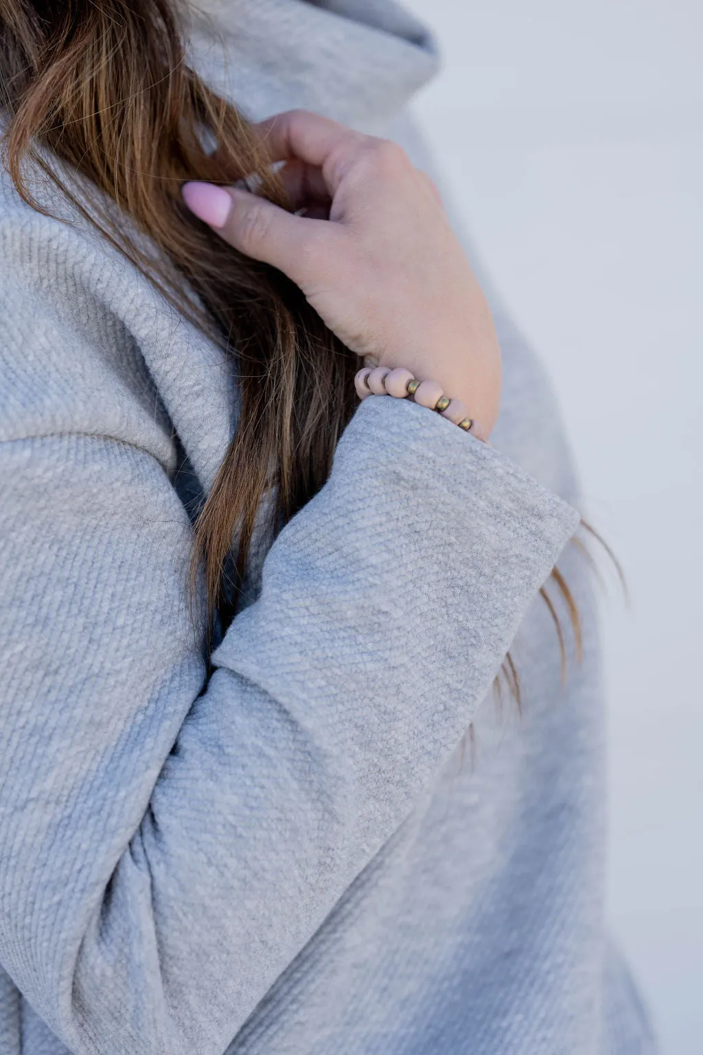 Subtle Textured Cowl Neck Sweatshirt